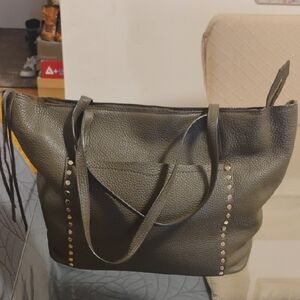 Rebecca Minkoff Olive Green Studded Leather Tote Bag
